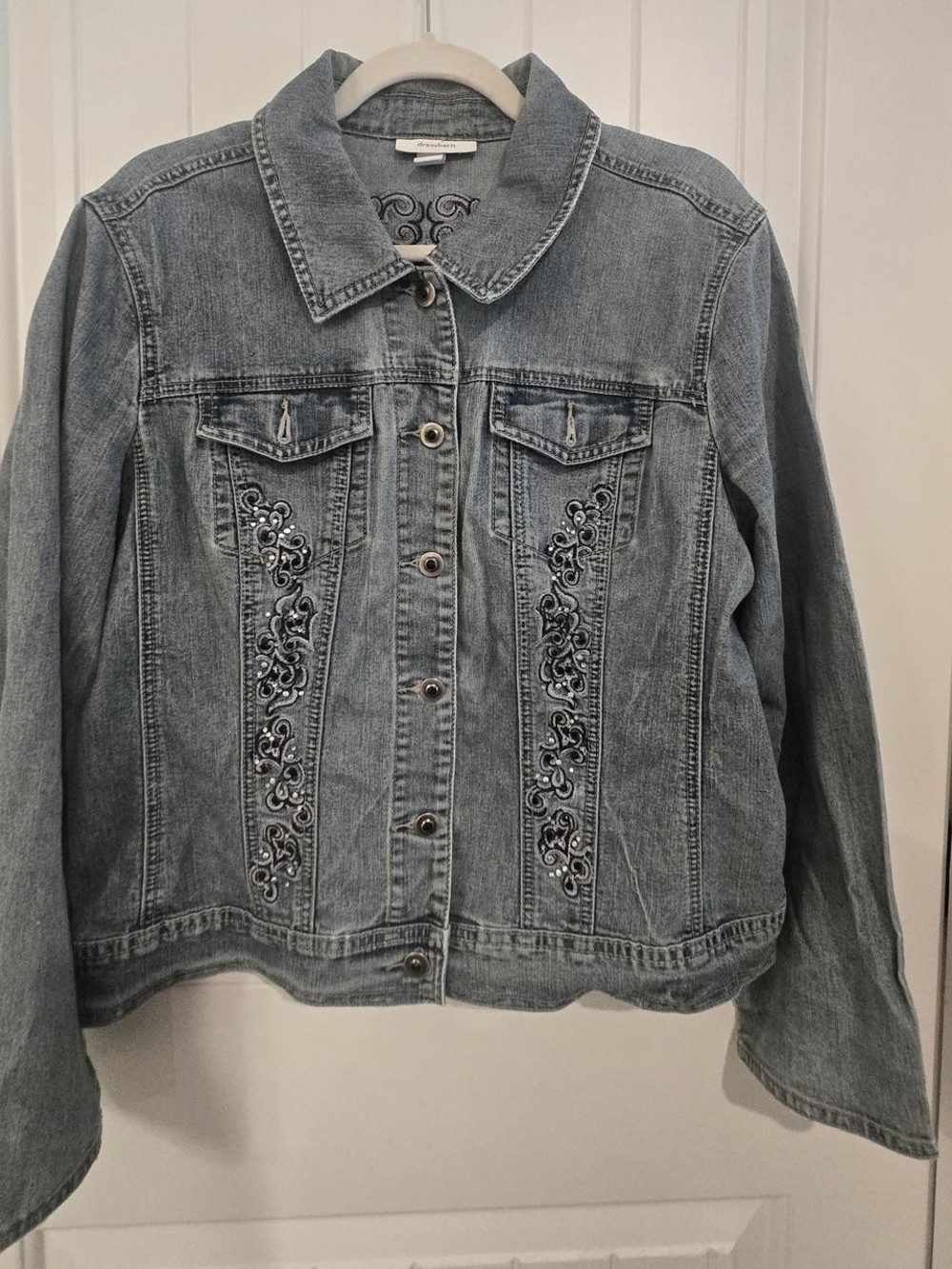 Embroidered Denim Jacket - Light Blue